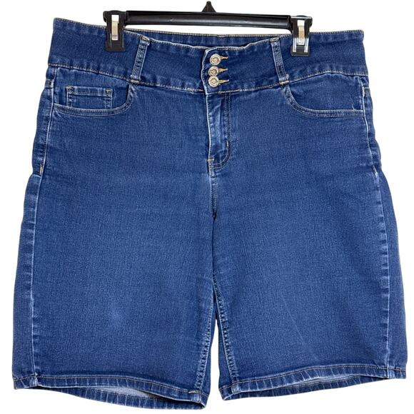 Copper Flash Curvy 14W High Waist 3 Button Zip 5 Pocket Denim Stretch Shorts - Picture 1 of 4